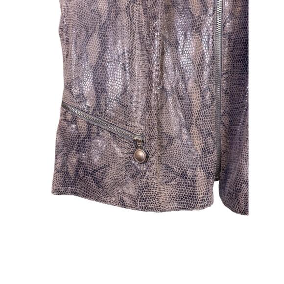 APART Womens Leather Vest Size GB 16 Grey‎ Brown Snakeskin Full Zip - Picture 4 of 7